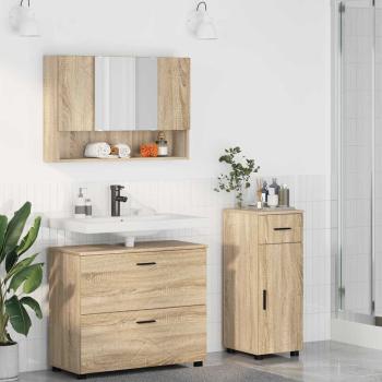 ARDEBO.de - Badezimmermöbel-Set 3 stk. Sonoma-Eiche 76,5 x 35 x 64 cm