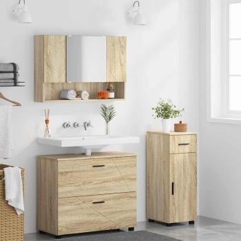Badezimmermöbel-Set 3 stk. Sonoma-Eiche 76,5 x 35 x 64 cm
