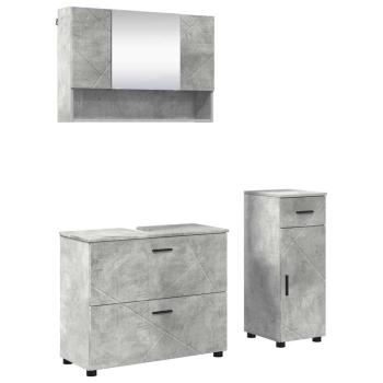 Badezimmermöbel-Set 3 stk. Beton Grau 76,5 x 35 x 64 cm