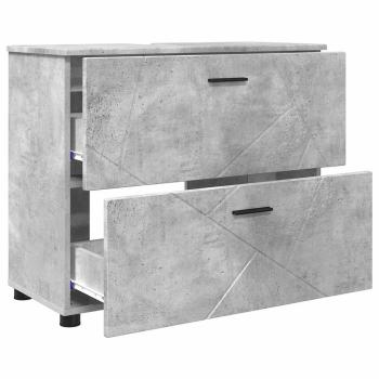 Badezimmermöbel-Set 3 stk. Beton Grau 76,5 x 35 x 64 cm