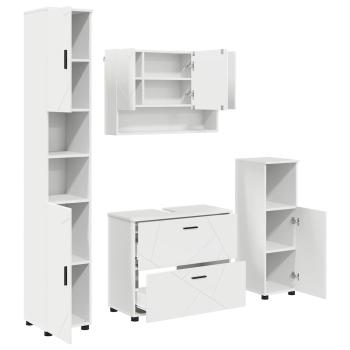 Badezimmermöbel-Set 4 stk. Weiß 35 x 30 x 192 cm