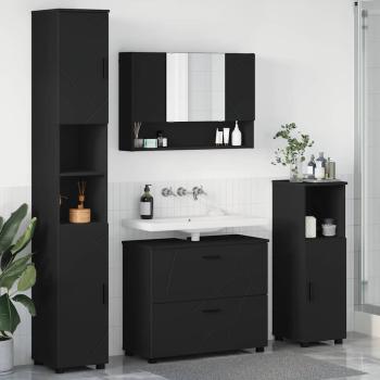 ARDEBO.de - Badezimmermöbel-Set 4 stk. Schwarz 35 x 30 x 192 cm