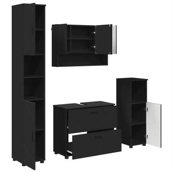 Badezimmermöbel-Set 4 stk. Schwarz 35 x 30 x 192 cm