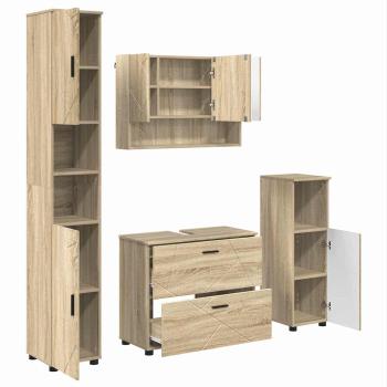 Badezimmermöbel-Set 4 stk. Sonoma-Eiche 35 x 30 x 192 cm