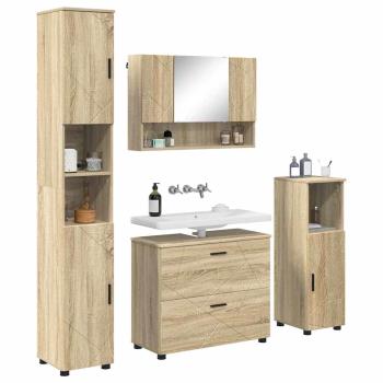 Badezimmermöbel-Set 4 stk. Sonoma-Eiche 35 x 30 x 192 cm