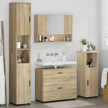 Badezimmermöbel-Set 4 stk. Sonoma-Eiche 35 x 30 x 192 cm