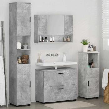 Badezimmermöbel-Set 4 stk. Beton Grau 35 x 30 x 192 cm