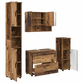 Badezimmermöbel-Set 4 stk. Altholz 35 x 30 x 192 cm