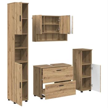 Badezimmermöbel-Set 4 Stk. Artisan-Eiche 35 x 30 x 192 cm