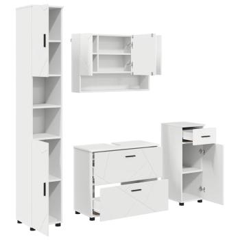 Badezimmermöbel-Set 4 stk. Weiß 35 x 30 x 192 cm