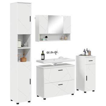 Badezimmermöbel-Set 4 stk. Weiß 35 x 30 x 192 cm