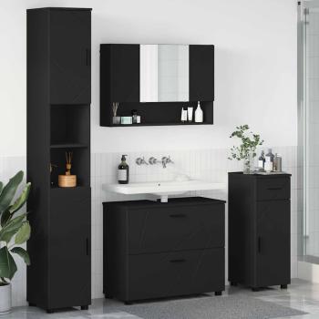ARDEBO.de - Badezimmermöbel-Set 4 stk. Schwarz 35 x 30 x 192 cm