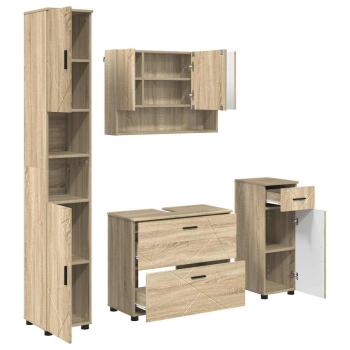 Badezimmermöbel-Set 4 stk. Sonoma-Eiche 35 x 30 x 192 cm