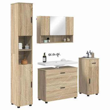 Badezimmermöbel-Set 4 stk. Sonoma-Eiche 35 x 30 x 192 cm