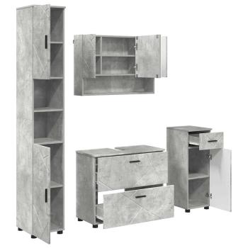 Badezimmermöbel-Set 4 stk. Beton Grau 35 x 30 x 192 cm