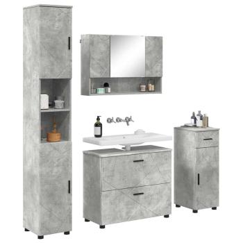 Badezimmermöbel-Set 4 stk. Beton Grau 35 x 30 x 192 cm
