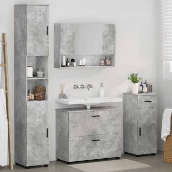 Badezimmermöbel-Set 4 stk. Beton Grau 35 x 30 x 192 cm