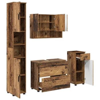 Badezimmermöbel-Set 4 stk. Altholz 35 x 30 x 192 cm