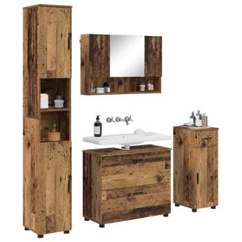 Badezimmermöbel-Set 4 stk. Altholz 35 x 30 x 192 cm