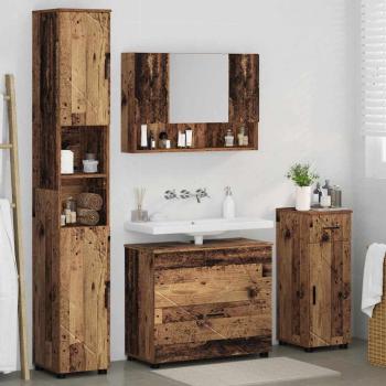 Badezimmermöbel-Set 4 stk. Altholz 35 x 30 x 192 cm