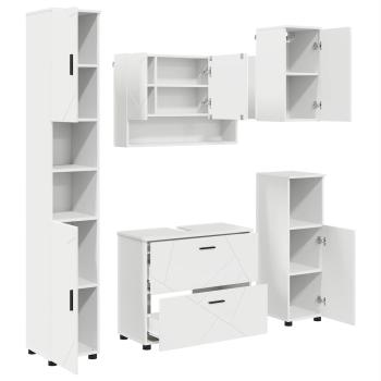 Badezimmermöbel-Set 5 stk. Weiß 35 x 30 x 192 cm