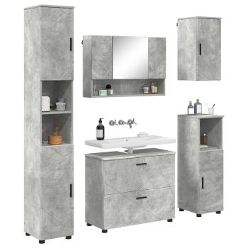 Badezimmermöbel-Set 5 stk. Beton Grau 35 x 30 x 192 cm