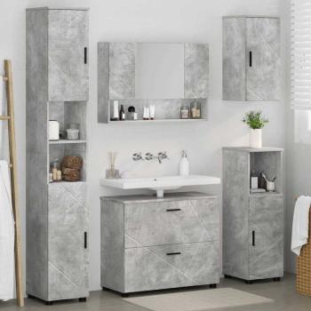 Badezimmermöbel-Set 5 stk. Beton Grau 35 x 30 x 192 cm