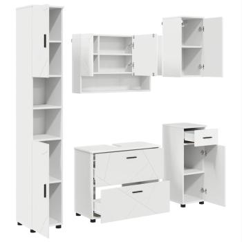 Badezimmermöbel-Set 5 stk. Weiß 35 x 30 x 192 cm