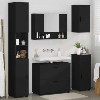 Badezimmermöbel-Set 5 stk. Schwarz 35 x 30 x 192 cm