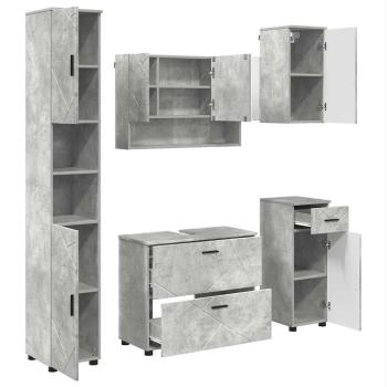 Badezimmermöbel-Set 5 stk. Beton Grau 35 x 30 x 192 cm