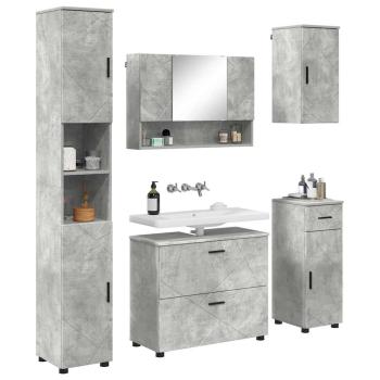 Badezimmermöbel-Set 5 stk. Beton Grau 35 x 30 x 192 cm