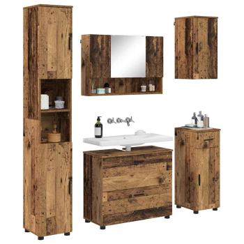 Badezimmermöbel-Set 5 stk. Altholz 35 x 30 x 192 cm