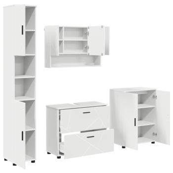 Badezimmermöbel-Set 4 stk. Weiß 35 x 30 x 192 cm