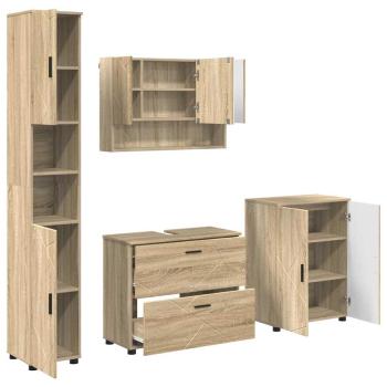 Badezimmermöbel-Set 4 stk. Sonoma-Eiche 35 x 30 x 192 cm