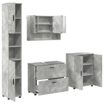 Badezimmermöbel-Set 4 stk. Beton Grau 35 x 30 x 192 cm