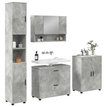 Badezimmermöbel-Set 4 stk. Beton Grau 35 x 30 x 192 cm