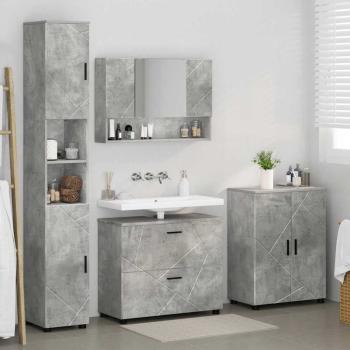 Badezimmermöbel-Set 4 stk. Beton Grau 35 x 30 x 192 cm