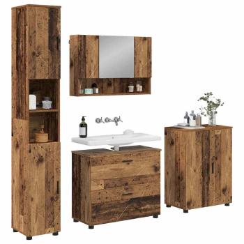 Badezimmermöbel-Set 4 stk. Altholz 35 x 30 x 192 cm
