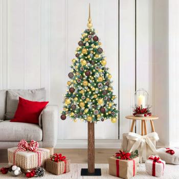 ARDEBO.de - Schlanker Weihnachtsbaum mit 300 LEDs mit Ständer Grün 180 cm
