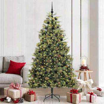 ARDEBO.de - Künstlicher klappbarer Weihnachtsbaum mit Tannenzapfen 210 cm