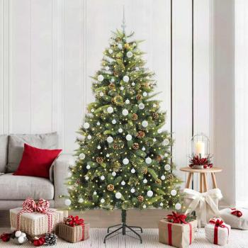 ARDEBO.de - Künstlicher klappbarer Weihnachtsbaum mit Tannenzapfen 210 cm