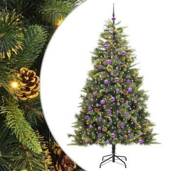 Künstlicher klappbarer Weihnachtsbaum mit Tannenzapfen 210 cm
