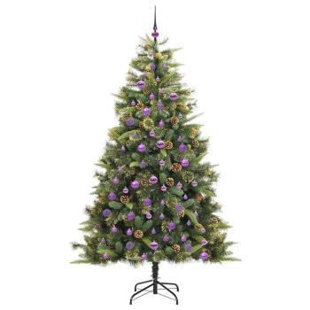 Künstlicher klappbarer Weihnachtsbaum mit Tannenzapfen 210 cm