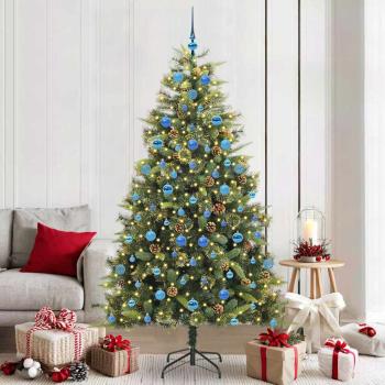 ARDEBO.de - Künstlicher klappbarer Weihnachtsbaum mit Tannenzapfen 210 cm