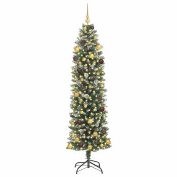 Künstlicher schlanker Weihnachtsbaum Grün und Weiß 210 cm