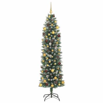Künstlicher schlanker Weihnachtsbaum Grün und Weiß 210 cm