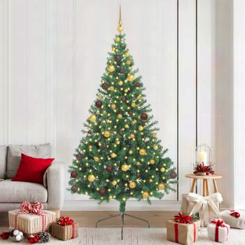 ARDEBO.de - Künstlicher vorbeleuchteter Weihnachtsbaum Grün 210 cm PVC