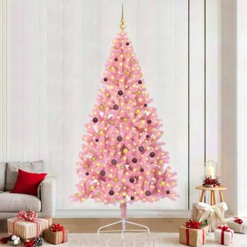 ARDEBO.de - Künstlicher vorbeleuchteter Weihnachtsbaum Rosa 240 cm PVC