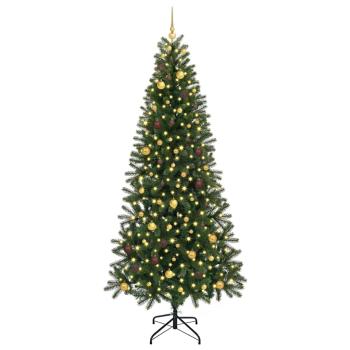 Künstlicher Weihnachtsbaum mit 300 LEDs Grün 240 cm PE und PVC