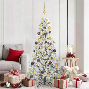 ARDEBO.de - Künstlicher klappbarer Weihnachtsbaum Weiß 180 cm PE und PVC